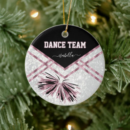 Ornamento De Cerâmica Dance Team Black, White e Pink Rose Glitter