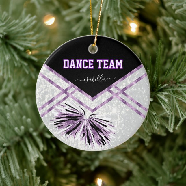 Ornamento De Cerâmica Dance Team Black, White e Purple Glitter (Árvore)
