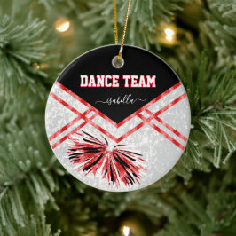 Ornamento De Cerâmica Dance Team Black, White e Red Glitter