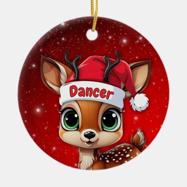 Ornamento De Cerâmica Dancer Baby Deer, Fawn, Doe, Reindeer🦌 🎄 (Frente)