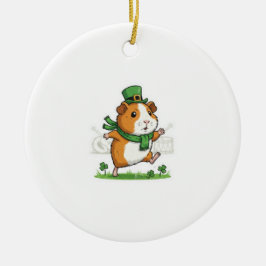 Ornamento De Cerâmica Dancing Guinea Pig Leprechaun St.Patrick's Day
