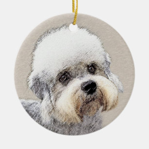 Ornamento De Cerâmica Dandie Dinmont Terrier pintando arte canina origin