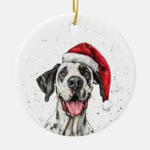 Ornamento De Cerâmica Dane Dog Christmas Personalizado