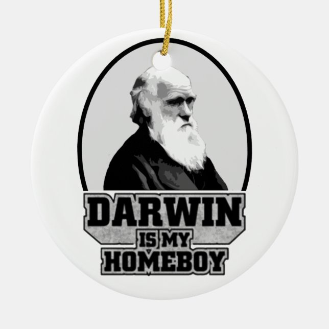 Ornamento De Cerâmica Darwin é meu ficar em casa (Frente)