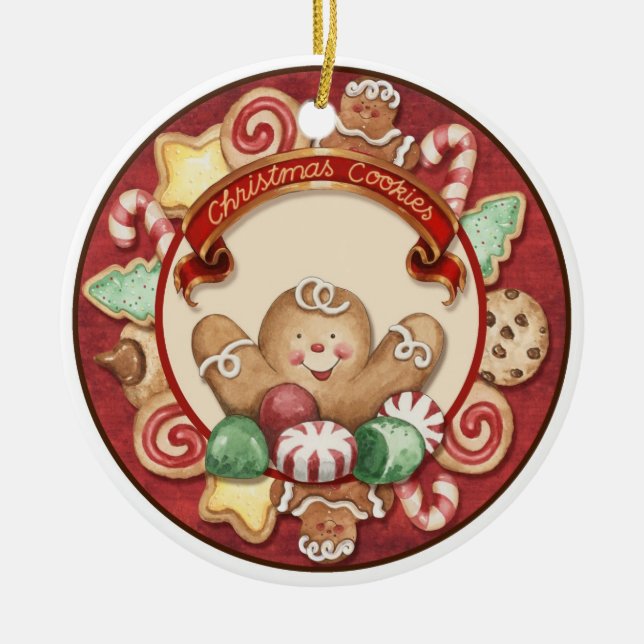 Ornamento De Cerâmica Das Cookies de Natal da cozinha - SRF (Frente)