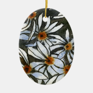 Ornamento De Cerâmica Das "ornamento floral margaridas #2"