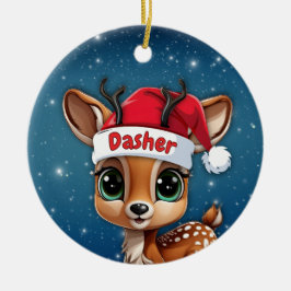 Ornamento De Cerâmica Dasher Baby Deer, Fawn, Doe, Reindeer 🦌🎄