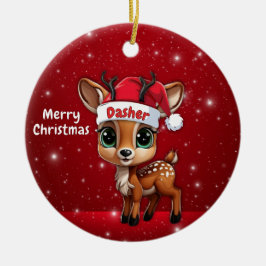 Ornamento De Cerâmica Dasher Baby Deer, Fawn, Doe, Reindeer🦌 🎄