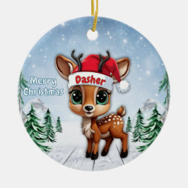 Ornamento De Cerâmica Dasher Baby Deer, Fawn, Doe, Reindeer 🦌🎄