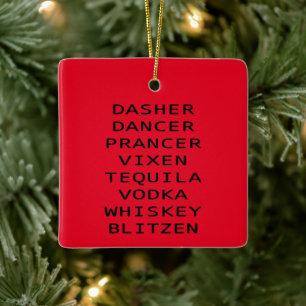 Ornamento De Cerâmica Dasher Vixen Vodka Tequila Whiskey Blitzen