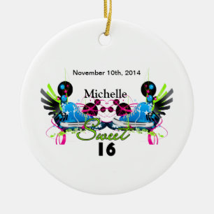 Ornamento De Cerâmica Data conhecida das sapatilhas de néon do anos 80