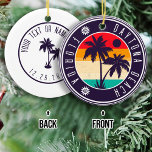 Ornamento De Cerâmica Daytona Beach Florida Retro Palm Tree Souvenir 60s<br><div class="desc">Daytona Beach Flórida Vintage 60s Souvenirs. Daytona Beach Florida - Retro Tropical Palm Tree 60s Souvenirs Vintage design faz um excelente de Natal ou presente de aniversário para fãs da praia de Daytona. A design de vibração do verão é um presente perfeito para amantes de viagem e fãs de destino...</div>