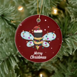 Ornamento de Cerâmica de Abelhas Feliz de Natal