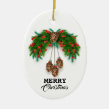 Ornamento de Cerâmica de Coroa de Natal Alegre Pes