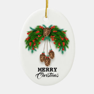 Ornamento de Cerâmica de Coroa de Natal Alegre Pes