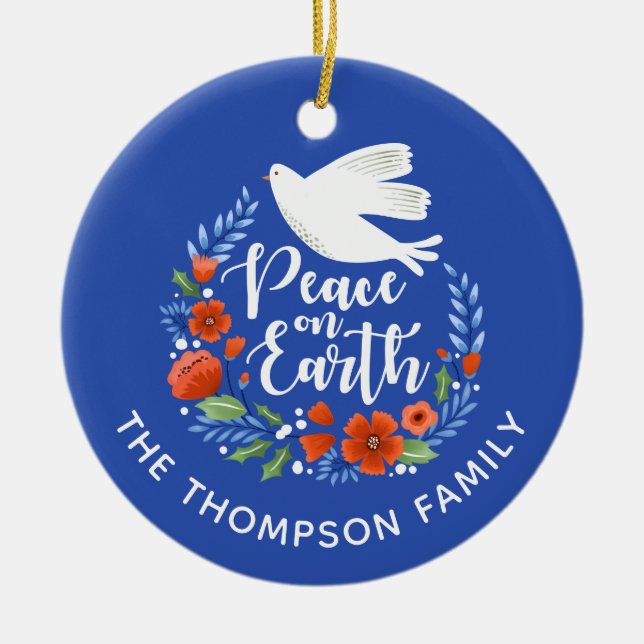 Ornamento de Cerâmica de Foto Moderna de Natal (Frente)