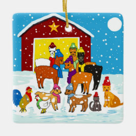 Ornamento De Cerâmica De Marvin a Mittens no Natal