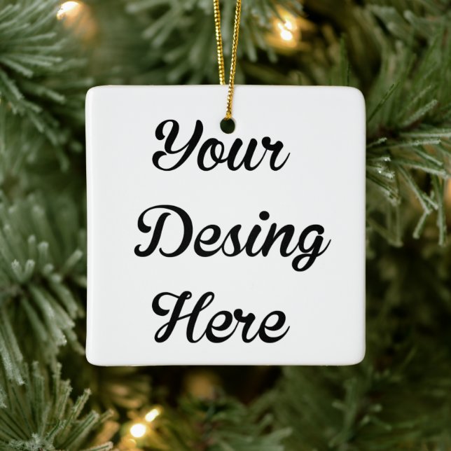 Ornamento de Cerâmica de Natal Personalizado Quadr (Árvore)