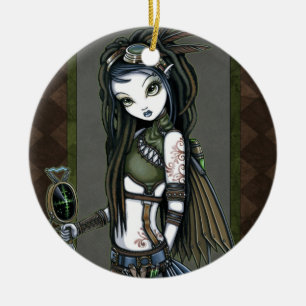 Ornamento De Cerâmica De "ornamento da fada do Aviatrix de Steampunk da