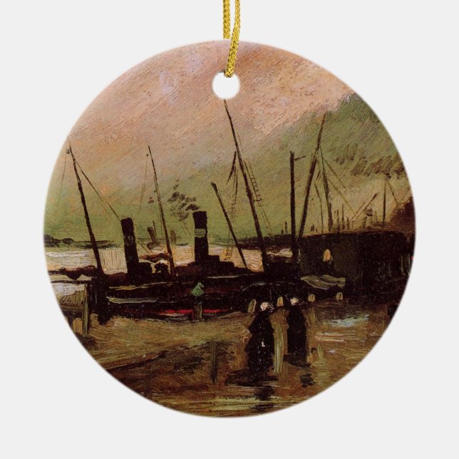 Ornamento De Cerâmica De Ruijterkade em Amsterdã por Vincent van Gogh (Frente)