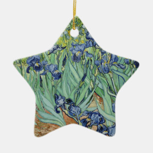 Ornamento De Cerâmica De Van Gogh vida ainda: Vaso com íris