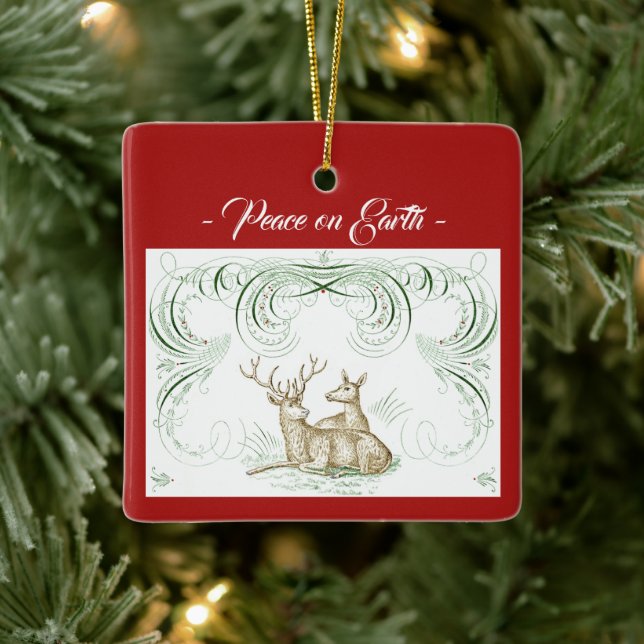 Ornamento de cerâmica de veados de Natal (Árvore)