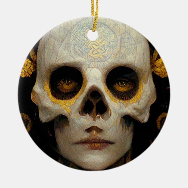 Ornamento De Cerâmica Death Mask Fantasy Sci-Fi Art (Frente)