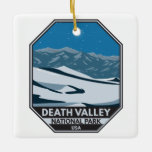 Ornamento De Cerâmica  Death Valley National Park Night Sky Vintage<br><div class="desc">Death Valley vector artwork design. The park is known for Titus Canyon,  with a ghost town and colorful rocks,  and Badwater Basin’s salt flats,  North America’s lowest point.</div>
