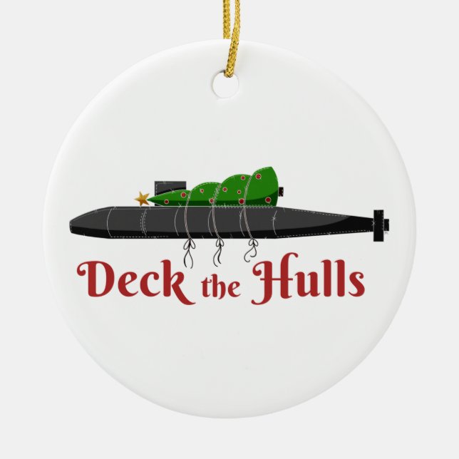 Ornamento De Cerâmica Deck the Hulls - Ornament Sub Holiday (Frente)
