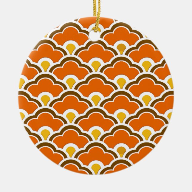 Ornamento De Cerâmica Deco China Scallops, Mandarin Laranja (Frente)