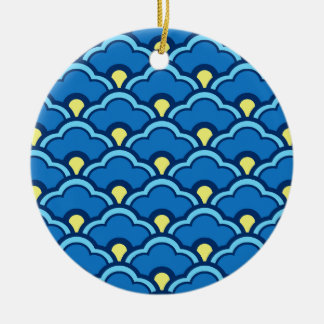 Ornamento De Cerâmica Deco Chinês Espalhaços, Ocean Blue e Indigo