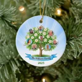 Ornamento De Cerâmica Decor de Natal de Foto da Árvore Familiar