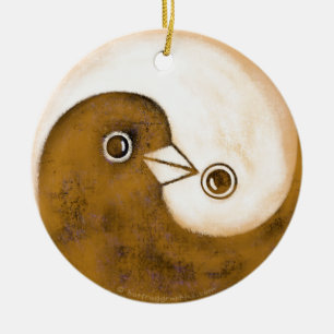 Ornamento De Cerâmica Decoração cerâmica das pombas de paz de Yin Yan