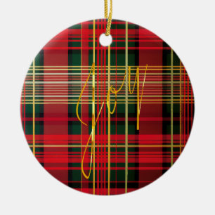 Ornamento De Cerâmica Decoração Clássica da Caligrafia de Tartan 'Joy' X