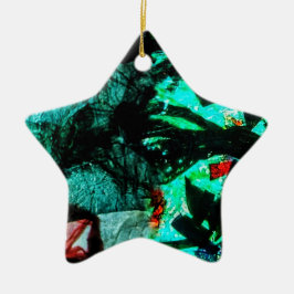 Ornamento De Cerâmica  decoração de estrela dupla azul escuro abstrato 