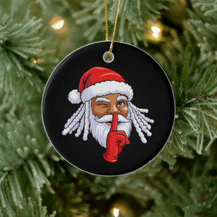 Ornamento De Cerâmica Decoração de festa de Natal do Papai Noel afro-ame