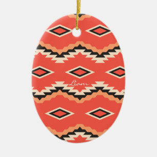 Ornamento De Cerâmica Decoração de Natal de Padrão Tribal Nativo Pers