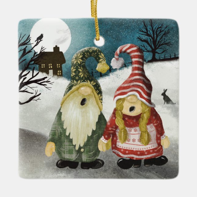Ornamento De Cerâmica decoração de Natal em casal (Frente)
