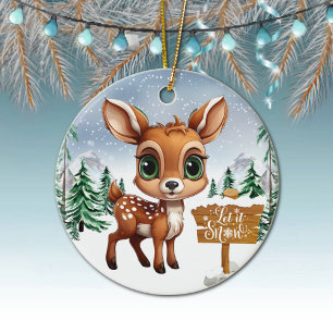 Ornamento De Cerâmica Decoração de Natal Fauna Terra dos Sonhos de Inver
