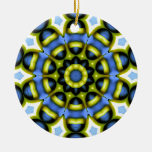 Ornamento De Cerâmica Decoração do caleidoscópio Amarelo Azul