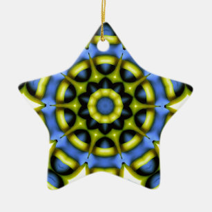 Ornamento De Cerâmica Decoração do caleidoscópio Amarelo Azul