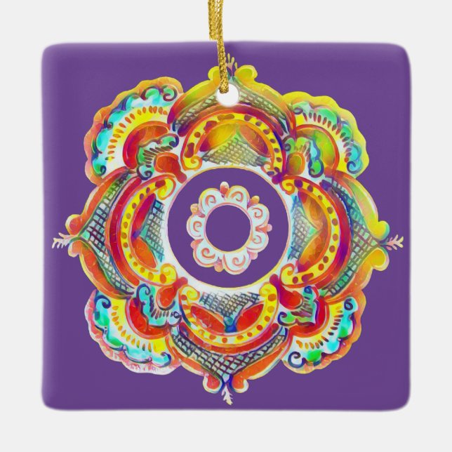 Ornamento De Cerâmica Decoração folclórica tradicional ucrânia (Frente)