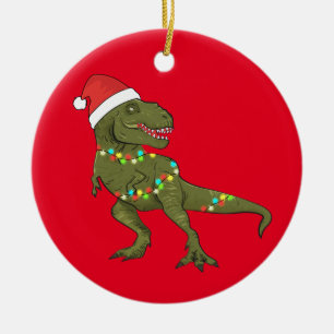 Ornamento De Cerâmica Decoração Natal do Dinossauro do Papai noel T-Re