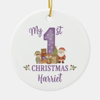 Ornamento De Cerâmica Decoração Personalizada da 1ª Árvore de Natal