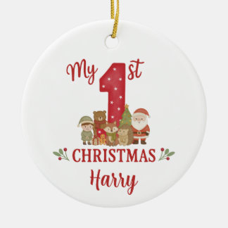 Ornamento De Cerâmica Decoração Personalizada da 1ª Árvore de Natal