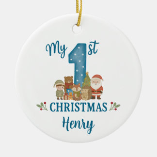 Ornamento De Cerâmica Decoração Personalizada da 1ª Árvore de Natal