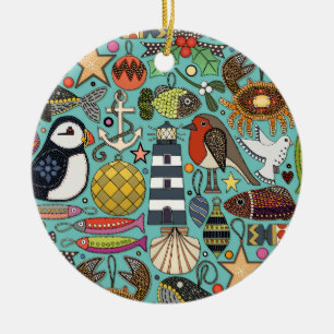 Ornamento De Cerâmica decorações de natal costeiras carbis azul