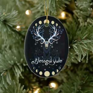 Ornamento De Cerâmica Deer abençoou Yule Moon Pharse Witan Pagan Witchy