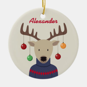 Ornamento De Cerâmica Deer Christmas