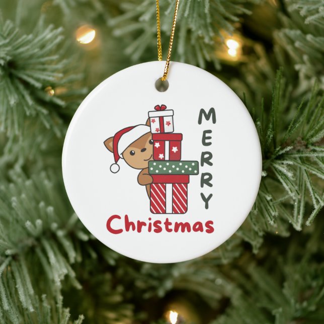 Ornamento De Cerâmica Deer Christmas Gift Winter Animal Deer (Árvore)